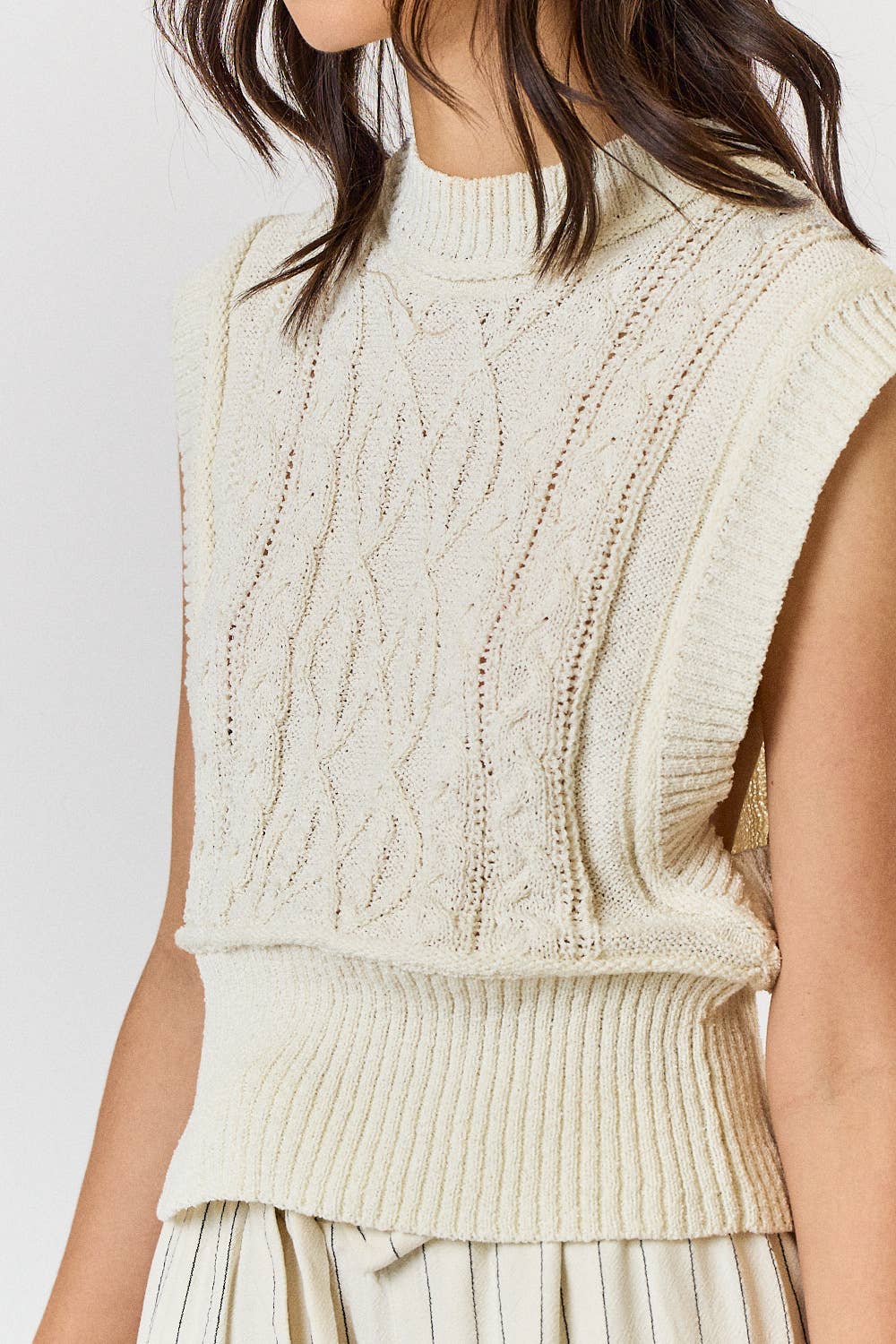 Cable Knit Sweater Vest Top