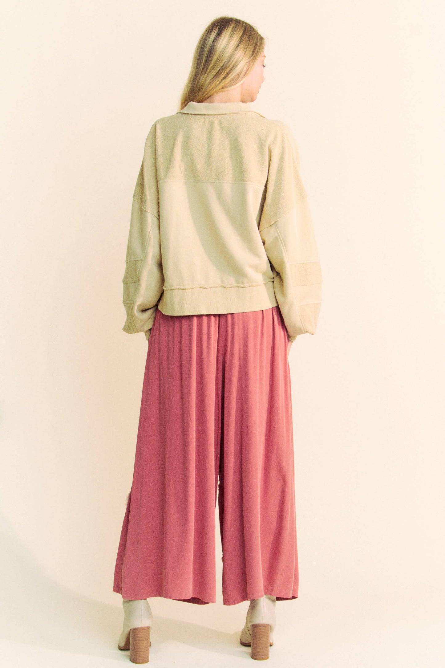 Eyelet Lace Up Pullover