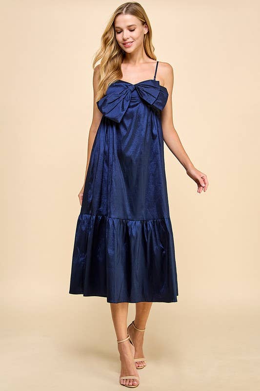 Midi Dress with Bow Detail