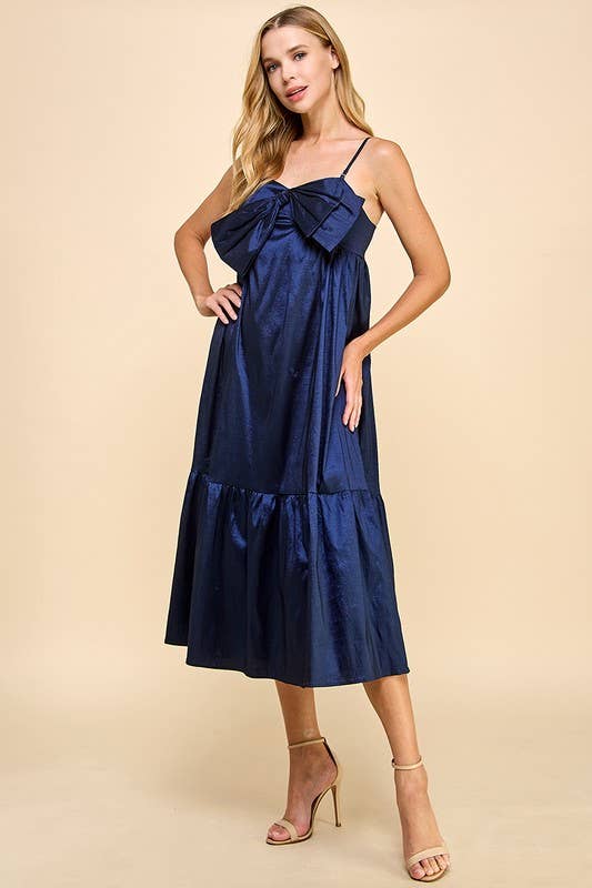 Midi Dress with Bow Detail