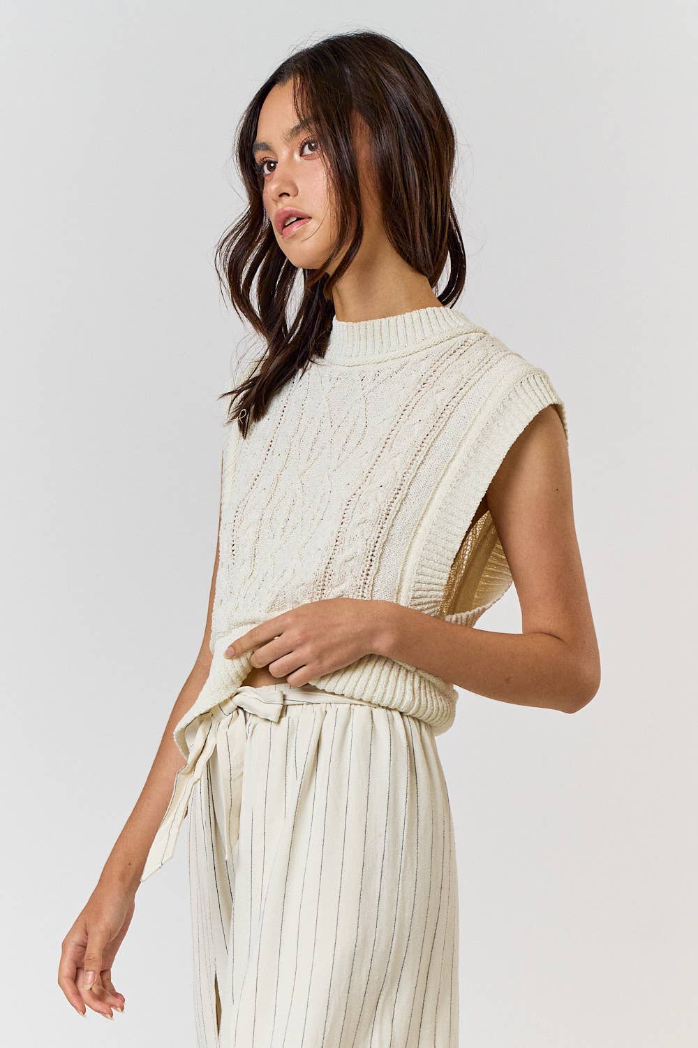 Cable Knit Sweater Vest Top