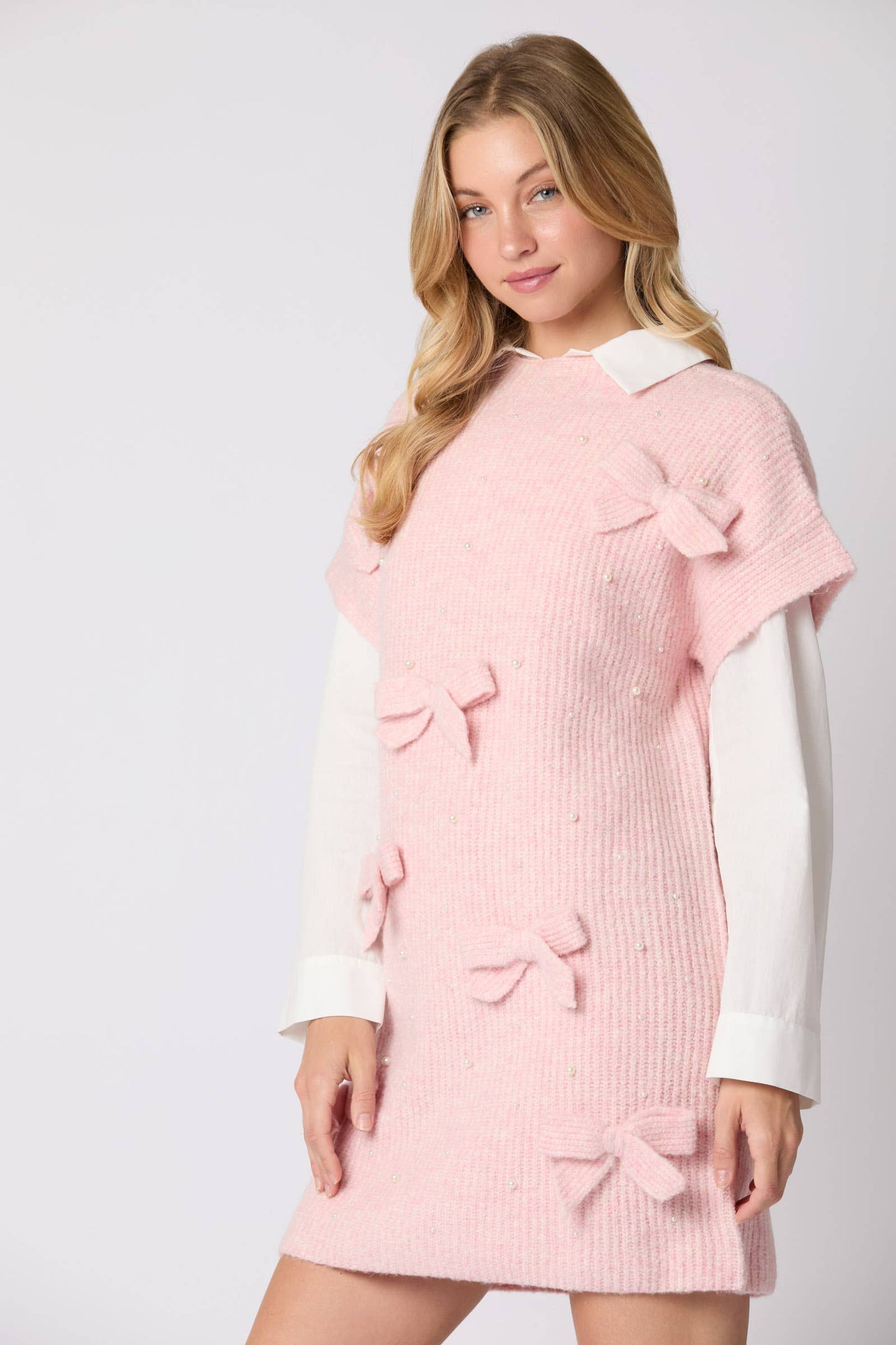 Bow & Pearl Sweater Dress