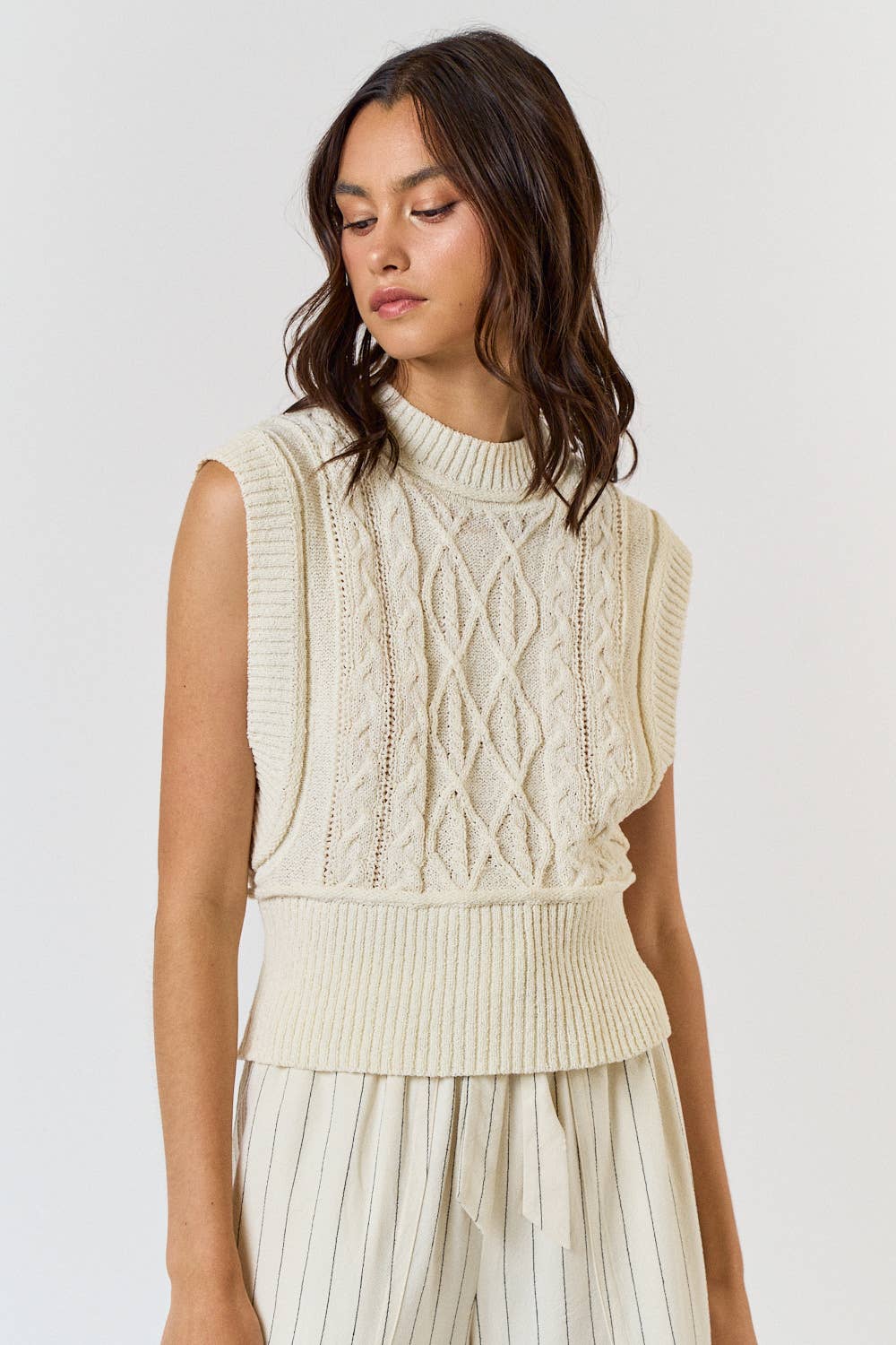 Cable Knit Sweater Vest Top