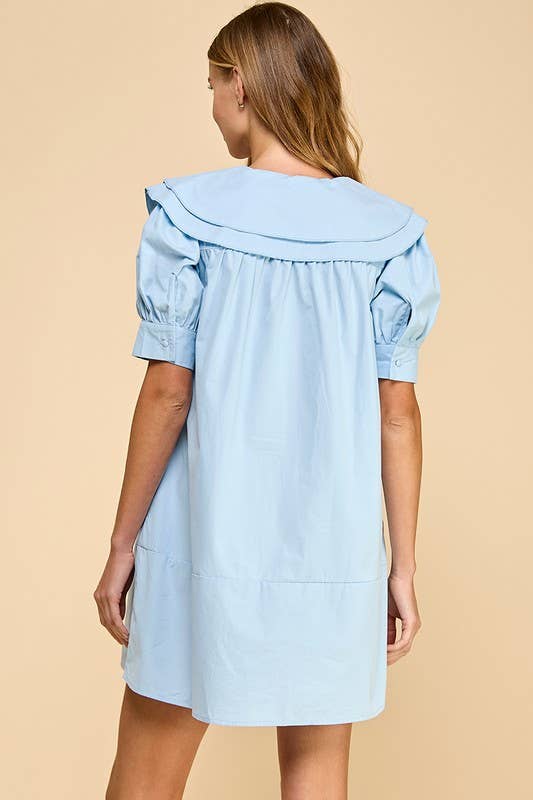 Wide Sailor Collar Front Bow Tie Shift Dress